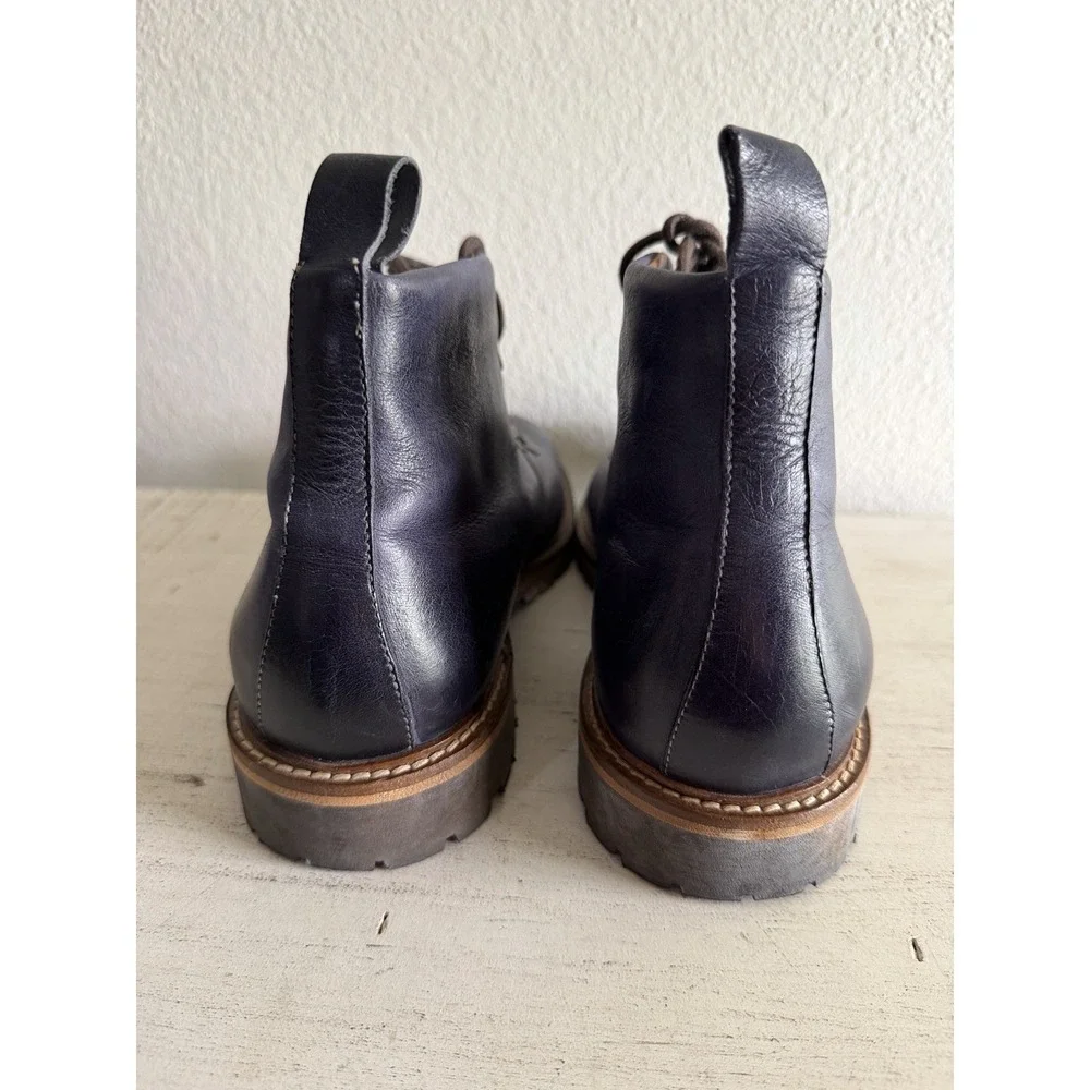 Massimo Matteo Italian Men's Ankle Boot Lace Up Navy Blue Gray‎ Size 8 M GUC